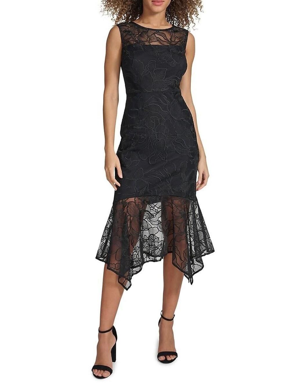 Kensie Embroidered Cotton MIDI Dress